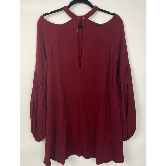 Free People Womens Drift Away Cold Shoulder Tunic Top S Burgundy Whimsigoth‎ - Picture 7 of 10